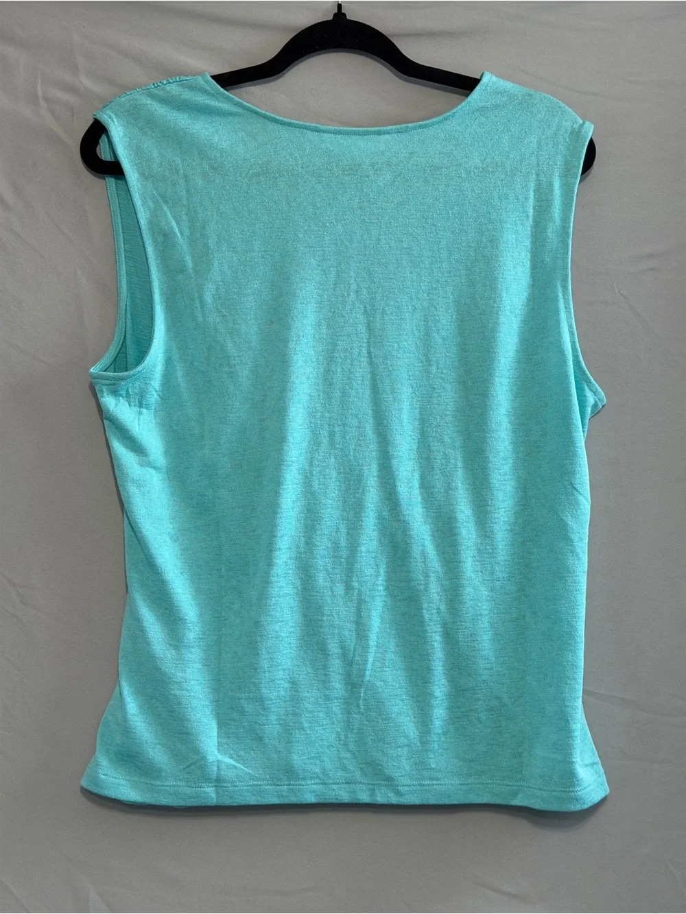 Athleta Womens Breezy Wrap Tank Top Size L Gulf Green Yoga Gym Running Ruching - Picture 4 of 10